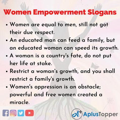 Slogans on women Empowerment Slogans On Women Empowerment, Women Empowerment Slogan, Confidence Quotes For Women, Women Growth, Happy Womens, Women Slogan, Girl Empowerment, Quotes For Women, Confidence Quotes