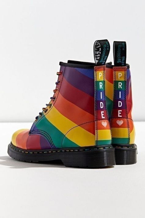 Lgbtq Outfit, Pride Poster, Galaxy Converse, Galaxy Vans, Doc Martens Style, Pride Shoes, Rainbow Outfit, Pride Outfit, Bright Rainbow