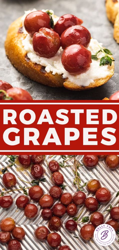 Baked Grapes And Cheese, Roasted Grapes Appetizers, Roasted Grape Salad, Roasted Fruit Recipes, What To Do With Soft Grapes, Baking With Grapes, Old Grapes What To Do With, Roasted Grapes And Feta, Red Grape Recipes