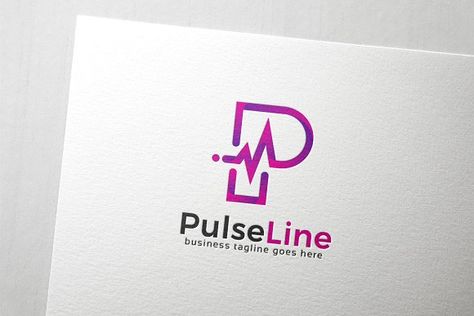 Pulse Line Letter P Logo by Slim Studio on @creativemarket Science Information, Letter D Crafts, Letter P Logo, Travel Agency Logo, P Logo Design, Alphabet Monogram, Colorful Alphabet, Agency Logo, P Logo