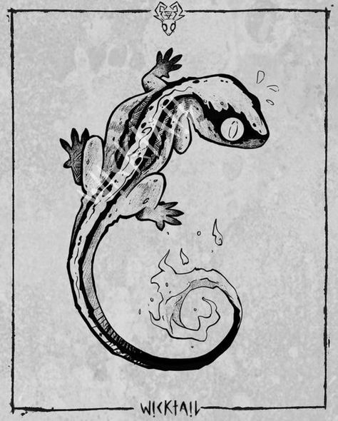 Fire Salamander Tattoo, Animal Tattoo Designs Sketches, Gargoyle Gecko Tattoo, Exotic Animals Drawings, Tattoo Designs Witchy, Abstract Animal Tattoo, Animal Flash Sheet, Animal Flash Tattoo, Exotic Inktober