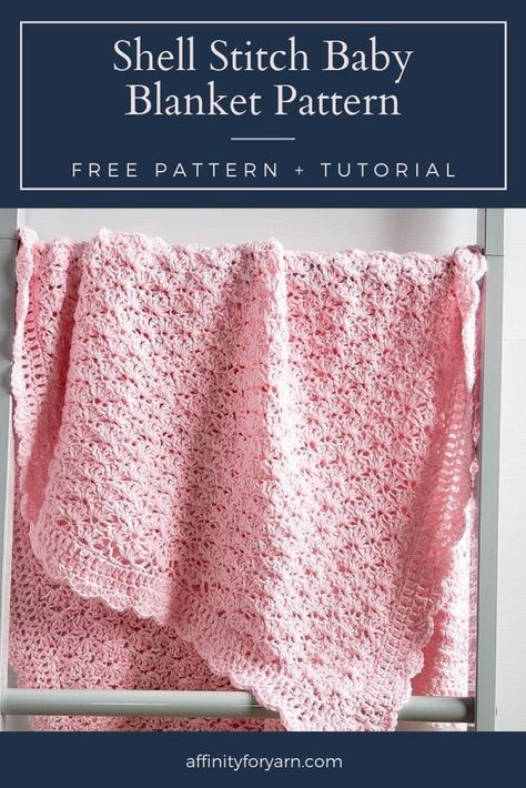 Shell Stitch Crochet Baby Blanket Free Pattern, Free Shell Stitch Baby Blanket Pattern, Shell Stitch Edging Crochet, Shell Baby Blanket Free Pattern, Bernat Softee Baby Yarn Patterns Blanket Crochet Free, Shell Stiches Crochet Baby Blanket, Shells Crochet Blanket, Border For Shell Stitch Blanket, Shell Stitch Baby Blanket Free Pattern