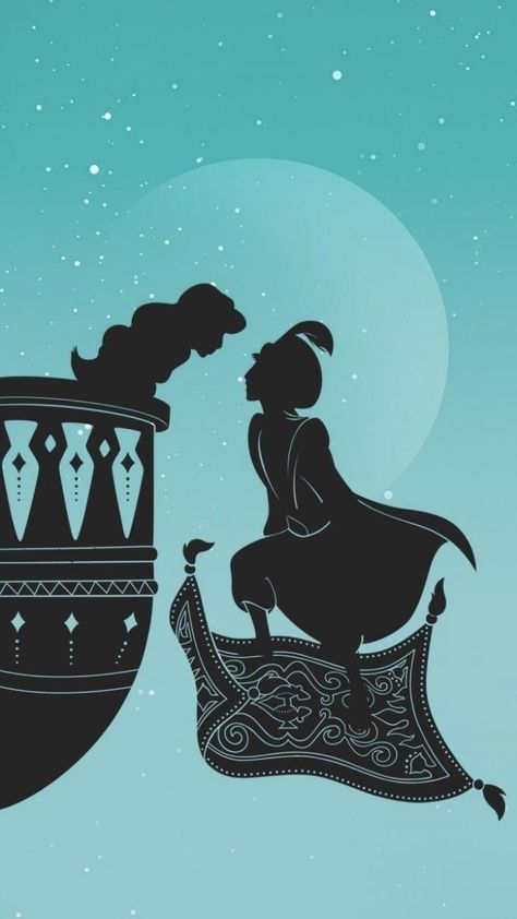 Disney Iphone Wallpaper, Iphone Wallpaper Disney, Aladdin Wallpaper, Disney Silhouette Art, Princess Phone, Aladdin Jasmine, Disney Silhouette, Disney Paintings, Disney Jasmine