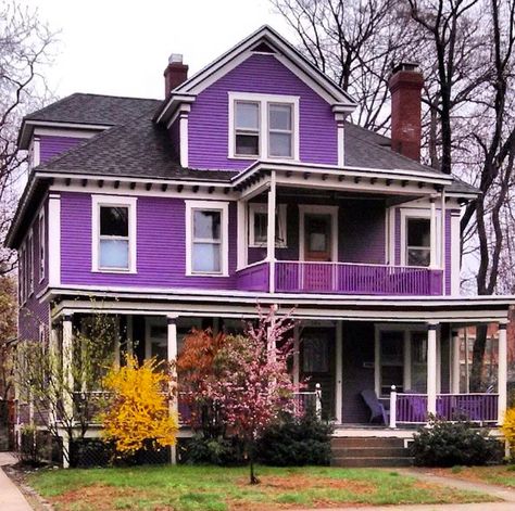 Happy! Purple House, Exterior House Color, House Color, Purple Home, House Paint, All Things Purple, Exterior House, Shades Of Purple, Victorian Homes