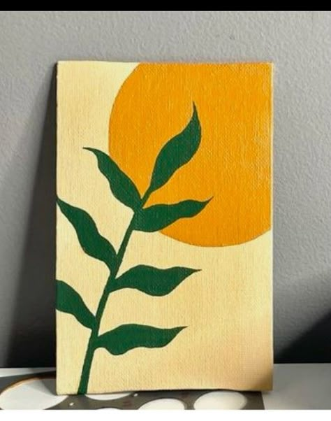 Paintings With Meaning, Cute Easy Paintings, Basic Painting, Sun Painting, Boho Painting, Easy Painting Ideas, Small Canvas Paintings, Simple Canvas Paintings, Cute Canvas Paintings