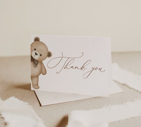 Teddy Bear Thank You Gifts, Bear Theme Baby Shower Thank You Gifts, Teddy Bear Eyes Embroidered, Teddy Bear Thank You Tags, Baby Shower Oso, Bear Hug Card, Teddy Pictures, Baby Shower Thank You Cards, Teddy Bear Baby Shower