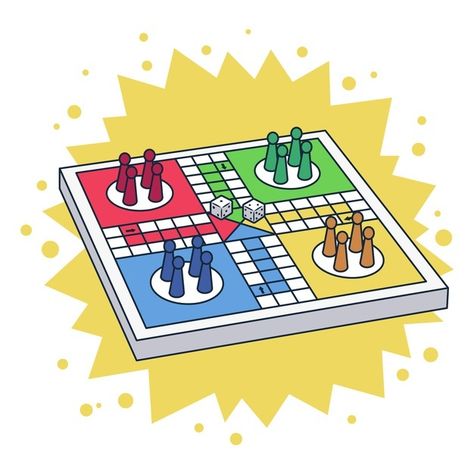 Ludo board game in different perspective... | Premium Vector #Freepik #vector #people #table #game #social Game Board Illustration, Ludo Drawing, Board Game Design Ideas, Board Game Drawing, Game Illustration Design, Board Game Illustration, Ludo Board Game, Ludo Board, Ludo Game