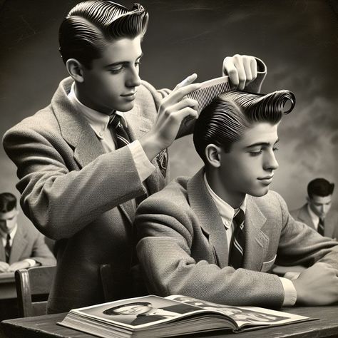 1940s Mens Hairstyles, Vintage Mens Haircuts, Vintage Hairstyles For Men, Brylcreem Hairstyles, Hairstyles Undercut, Male Hairstyles, Classic Hair, Haircut Style, Male Hair