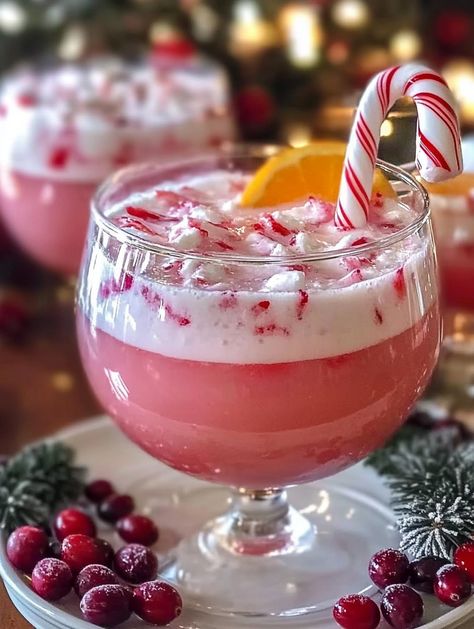 Candy Cane Christmas Punch Candy Cane Rimmed Drink, Candy Cane Punch Recipe, Specialty Christmas Cocktails, Candy Cane Alcoholic Drink, Christmas Drink Recipes Alcoholic Holiday Punch, Candy Cane Punch, Christmas Drinks Alcohol Recipes Punch, Christmas Shots Alcohol Holiday Drinks Cocktail Recipes, Candy Cane Food Ideas