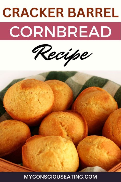 Cracker Barrel Cornbread Recipe Cracker Barrel Corn Muffins, Water Cornbread Recipe, Cracker Barrel Cornbread, Apple Cornbread, Hot Water Cornbread Recipe, Water Cornbread, Cracker Barrel Copycat Recipes, Cracker Barrel Recipes, Cornbread Muffins Recipe