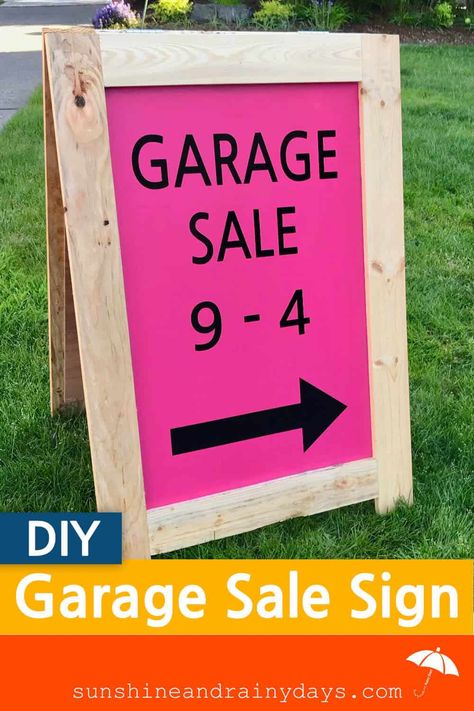 You've cleared the clutter and you're ready to sell your stuff at a Garage Sale but you need Garage Sale Signs! Signs that will last year after year because you plan to clear the clutter often! It's time to learn How To Make A Garage Sale Sign that will last!  A-Board Sign | Sandwich Board | #garagesale #garagesalesign #diysign #SARD Diy Garage Sale Signs, Yard Sale Hacks, Garage Sale Organization, Yard Sale Organization, Garage Sale Tips, Yard Sale Signs, Garage Sale Signs, Sale Signs, Rummage Sale