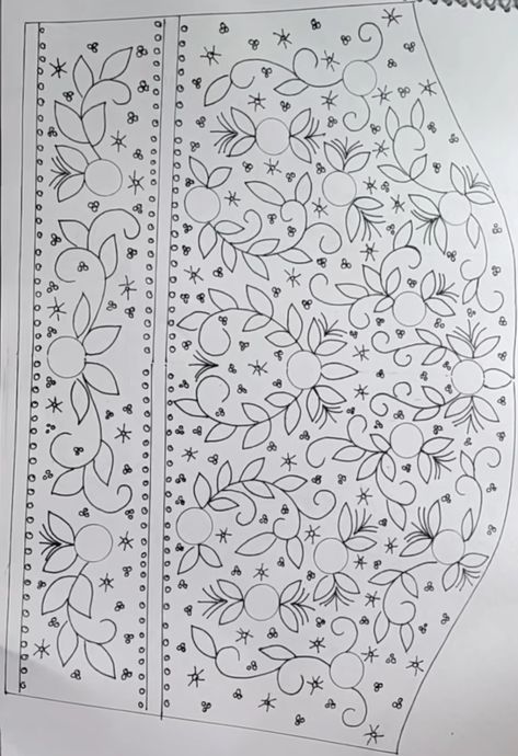 Aari Motives Design, Simple Neckline Aari Work, Maggam Work Paper Designs, Tracing Aari Design, Leaf Design Aari Work Blouse Tracing, Aari Neck And Sleeve Design For Tracing, Aari Work Tracing Designs, Aari Work Blouse Design Sketch, Maggam Work Trace Paper Designs