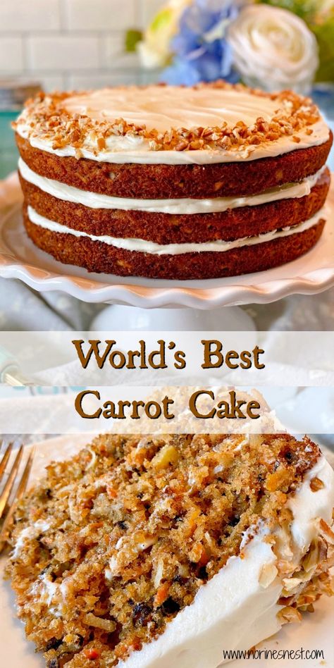 Carrot Cake Recipe From Scratch, Carrot Cake Recipe Homemade, Carrot Cake Recipe Easy, Homemade Carrot Cake, Carrot Cake With Cream Cheese, Resipi Kek, Moist Carrot Cakes, Easy Carrot Cake, Best Carrot Cake