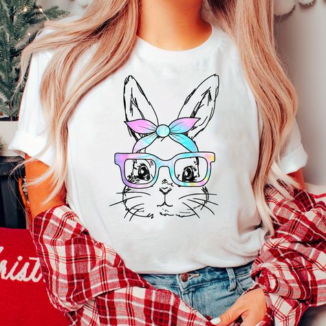 Faster shipping. Better service Bunny Glasses, Bunny With Glasses, Happy Easter Svg, Spring Svg, Easter Shirts, Heart Shaped Glasses, Family Easter, Easter T Shirts, Bunny Shirt