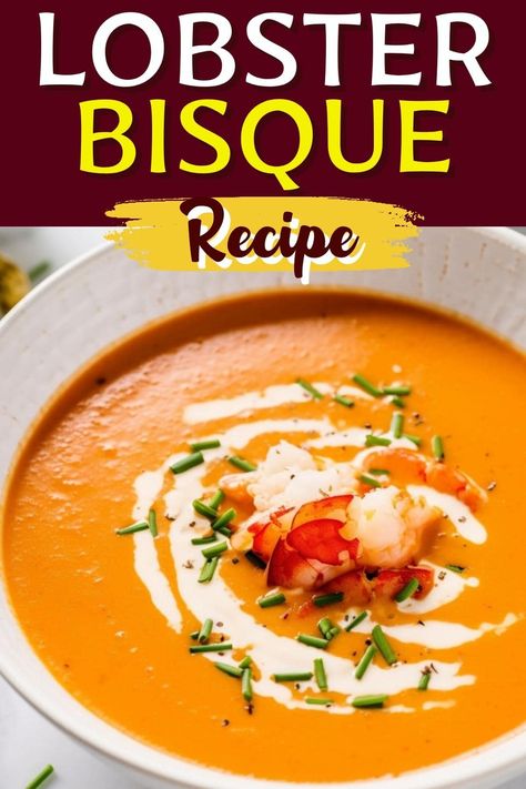 Lobster bisque is a rich and creamy soup with massive lumps of sweet and buttery lobster tails. Makes an excellent entree, lunch, or a fancy dinner for two. Fancy Dinner For Two, Lobster Bisque Recipe, Frozen Lobster, Bisque Soup, Lobster Dishes, Fresh Lobster, Bisque Recipe, Lobster Bisque, Frozen Seafood