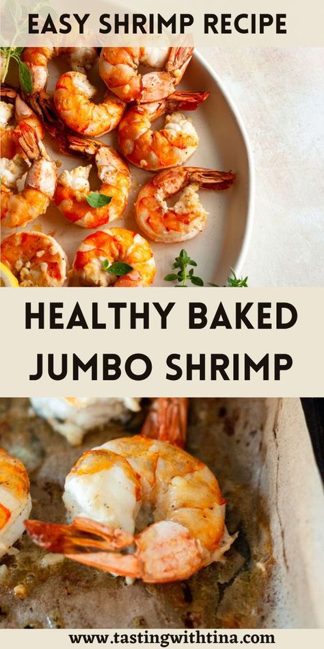 You'll love this Colossal Baked Jumbo Shrimp! This easy weeknight dinner is ready in just 15 minutes! Colossal Shrimp Recipes, Tiger Prawn Recipe, Jumbo Shrimp Recipes, Cooked Shrimp Recipes, Baked Shrimp Recipes, Shrimp Recipes Healthy, Shrimp Recipes For Dinner, Baked Shrimp, Jumbo Shrimp