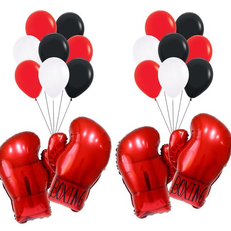 PRICES MAY VARY. 1: Package: each package comes with 18pcs latex balloon, 4pcs boxing glove balloon, 1 roll 10m ribbon, 1piece straw. 2:Balloon inflation: all balloons support helium. 3: Balloon Notice:The foil balloon need to support 100% pure helium . 4:Party Decoration: These balloons can decorate your boxing theme party decoration, your kids birthday party decoration 5:Customer service:After getting goods, if have any problem,please send me message,i will solve it immediately, if products is Boxing Baby Shower Theme, Boxing Party Decorations, Boxing Decor, Wrestling Birthday Party, Boxing Theme Party Ideas, Boxing Party, Wrestling Birthday Parties, Wrestling Birthday, 3 Balloon