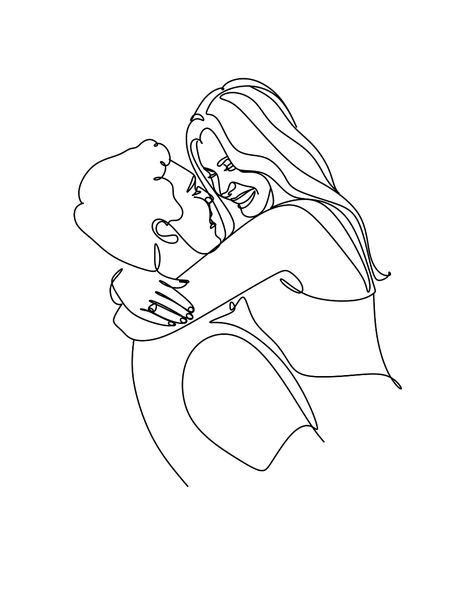 Custom one line drawing from photo on Behance One Line Couple Drawing, Line Drawing From Photo, Art Outline, Couple Laughing, People Coloring Pages, Couples Wall Art, Marina Beach, Single Line Drawing, Illustration Photography