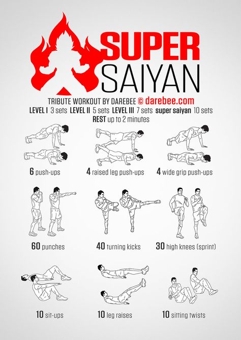 Super Saiyan Workout Stamina Builder, Super Saiyan Workout, Saiyan Workout, Goku Workout, Assassins Workout, Anime Workouts, Nerdy Workout, Goku Training, Hero Workouts