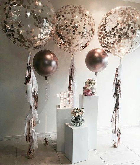 Copper balloons.   #confettiandtasselballoons #copper #copperballoons Ballon Ideas, Homemade Wedding, Rose Gold Balloons, Rose Gold Party, 18th Birthday Party, Gold Diy, 25th Birthday, Gold Balloons, Gold Party