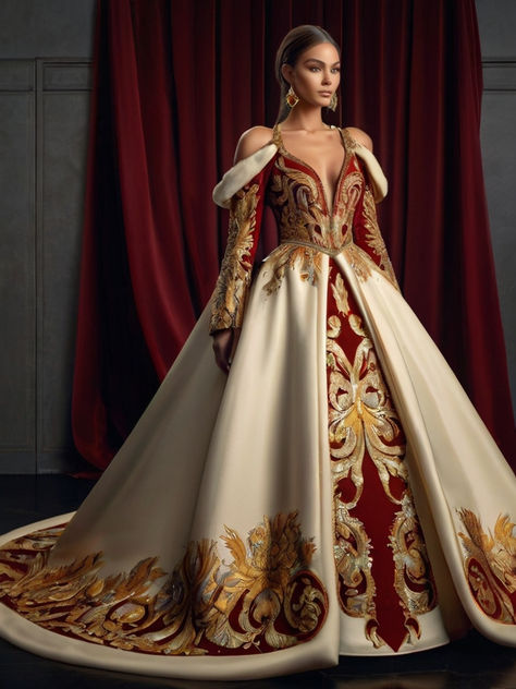 Royal Coronation Gown, Huge Ball Gowns, Queen Dress Royal Fantasy, Royal Ball Dress, Royal Dresses Queens, Royal Dresses Princesses, Queen Dress Royal, Westeros Fashion, Coronation Gown