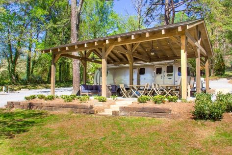 Porch For Camper, Rv Shelter, Campsite Decorating, Rv Carports, Rv Cover, Rv Homes, Tiny House Community, Rv Living Full Time, Camper Living