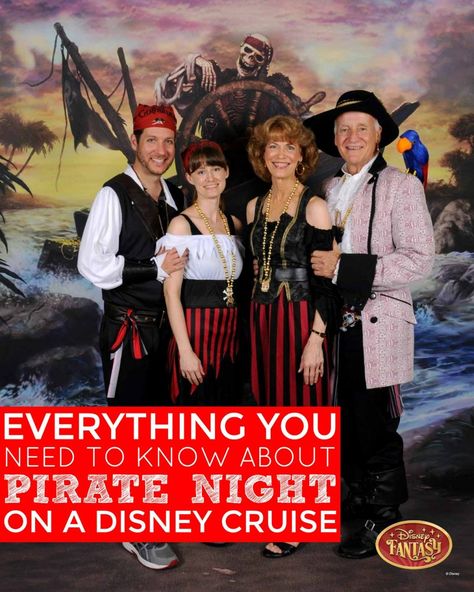 This guide has everything you need to know about a Disney cruise pirate night! From pirate costume suggestions to tips about the pirate buffet, stage shows, fireworks, and special character meet and greets, you don't want to miss anything on pirate night! Disney Bounding Pirate, Pirate Night Disney Cruise Outfit Costume Ideas, Pirate Cruise Outfit, Disney Cruise Pirate Night Outfit Ideas, Pirate Costume Disney Cruise, Disney Cruise Pirate Night Outfit Women, Disney Pirate Night Costumes, Pirate Night Disney Cruise Outfit, Disney Cruise Pirate Night Outfit