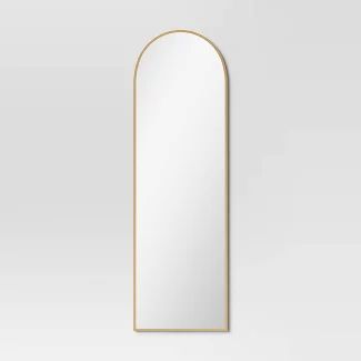 Target Gold Mirror, Cute Room Mirrors, Cute Full Length Mirror, Hanging Mirrors On The Wall Tips, White And Gold Room Decor, Gold Room Decor Bedroom, Target Room Decor, Brass Threshold, Mirror For Room