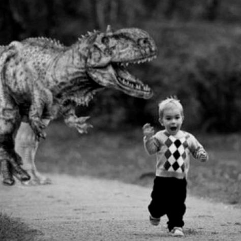 RUN little dinosaur get the kid.....NOT  :) Funny Monday Memes, Monday Memes, Monday Humor, A Dinosaur, 웃긴 사진, E Card, Dinosaur Birthday, Pics Art, True Story