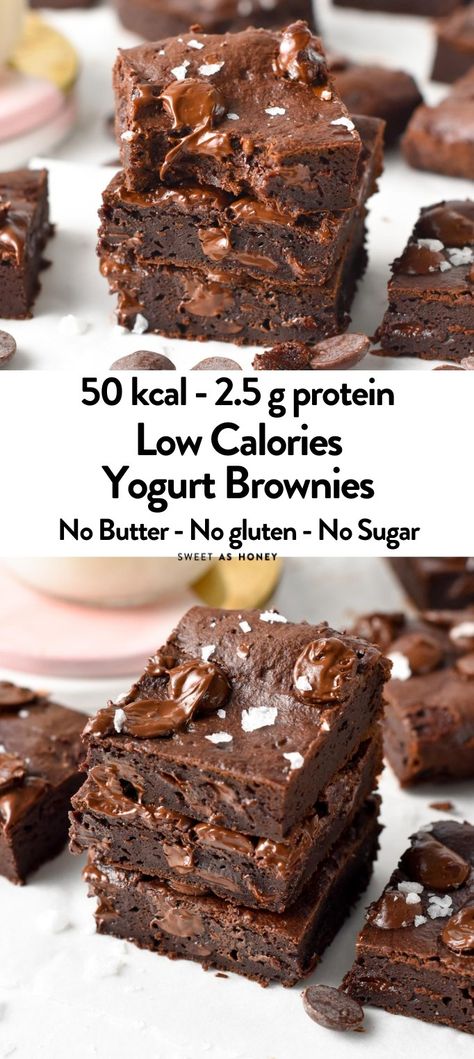 Sweetashoney.co - RECIPE: https://www.sweetashoney.co/greek-yogurt-brownies/ These healthy Greek Yogurt Brownies are the most surprising low calories brownies you will ever try. | Facebook Yogurt Brownies, Greek Yogurt Brownies, Low Calorie Brownies, Low Calorie Baking, Low Cal Dessert, High Protein Desserts, Healthy Greek Yogurt, Chewy Brownies, Greek Yogurt Recipes