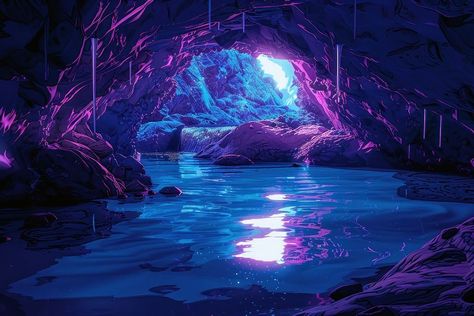 Underwater cave purple outdoors nature. | free image by rawpixel.com / Chalr Purple Bioluminescence, Purple Sea Aesthetic, Underwater Wallpaper Aesthetic, Cave Underwater, Waterfall Cave, Underwater Garden, Mermaid Cave, Underwater Wallpaper, Underwater Caves