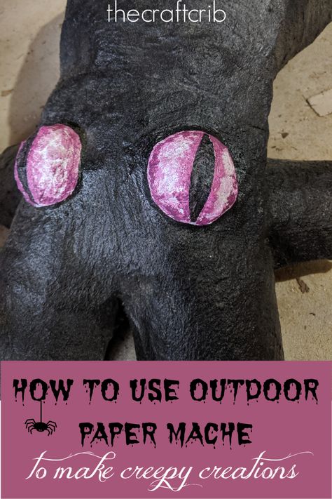 Diy Outdoor Paper Mache, How To Make Paper Mache Waterproof, Paper Mache Outdoor Garden Art, Waterproof Paper Mache Recipe, Making Halloween Props, Diy Halloween Sculptures, Concrete Paper Mache, Make Paper Mache, Paper Mache For Outdoors