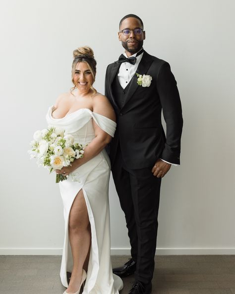 Starting the week in style with #LisSimonBride Hailey’s black-tie-themed wedding 🖤 Peep at her customized separates dress ✨ Interracial Wedding, Wedding Plus Size, Gorgeous Couple, Themed Wedding, Real Brides, Hair And Makeup, Happily Ever After, Black Tie, Ever After