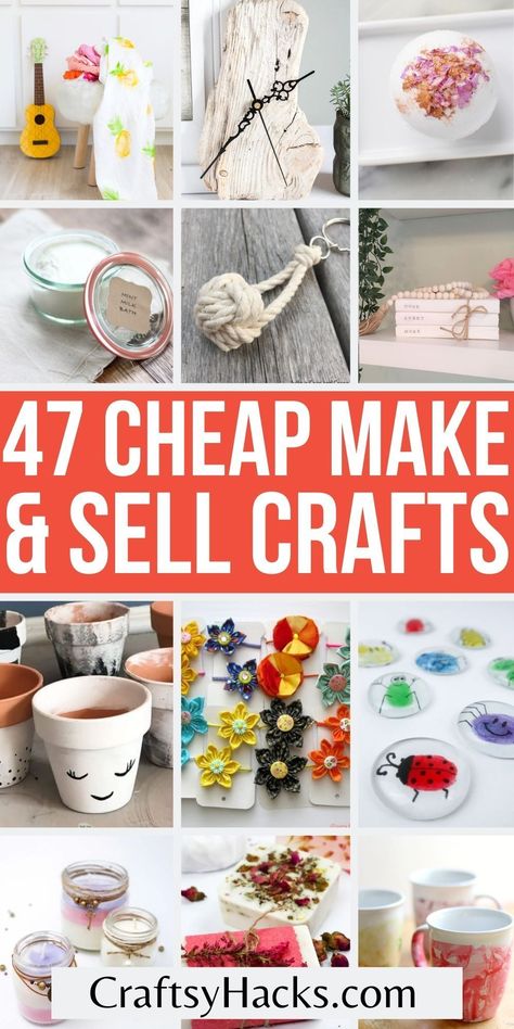 You can easily make more money this year when you make any of these creative cheap crafts to make and sell. These super fun make and sell craft ideas are perfect to help you earn some extra money and start your own side job. Diy Crafts You Can Sell Make Money, Easiest Crafts To Make And Sell, How To Sell Crafts From Home, Easy Crafts To Make In Bulk, Spiritual Things To Make And Sell, Diy Selling Ideas Extra Cash, Craft Ideas That Sell Well, Sell Stuff To Make Money, Crafts You Can Sell Business