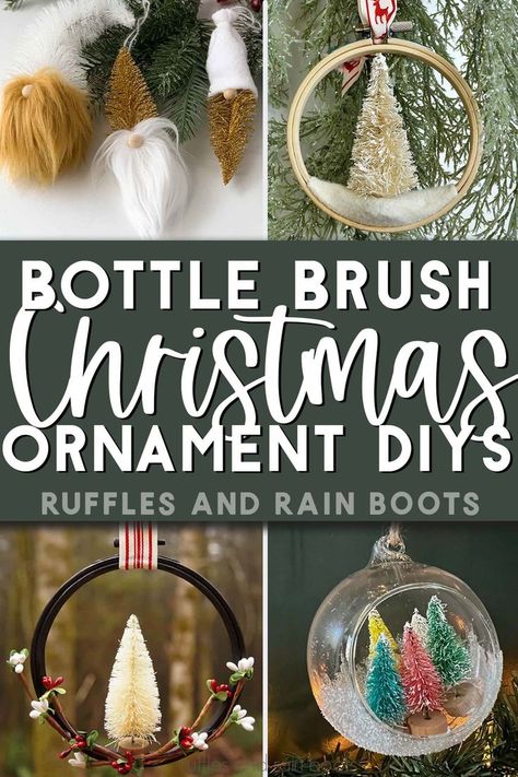 Dive into the holiday spirit with these DIY bottle brush tree crafts perfect for Christmas. Whether you're a fan of warm neutrals or prefer festive brights, these tutorials will guide you in creating charming bottle brush tree ornaments. Let these iconic mini trees be the perfect accent to your holiday decor. Bottle Brush Tree Crafts, Tree Ornament Ideas, Christmas Tree Crafts Diy, Family Christmas Crafts, Farmhouse Christmas Ornaments, Bottle Brush Christmas Trees, Diy Christmas Ornament, Bottle Brush Tree, Brush Trees