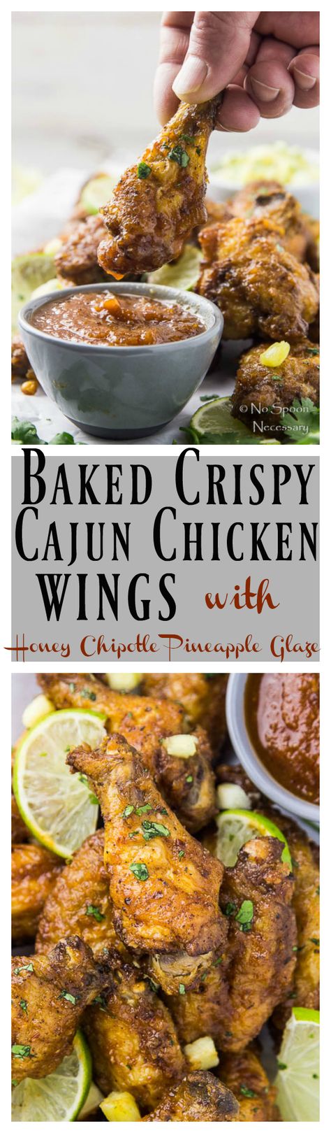 Baked Crispy Cajun Chicken Wings with Honey Chipotle Pineapple Glaze-long pin3 Baking Chicken Wings, Crispy Cajun Chicken, Cajun Chicken Wings, Baked Cajun Chicken, Baking Chicken, Pineapple Glaze, Wing Recipe, Sweet N Spicy, Spicy Wings