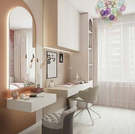 Bedroom Ideas With Study Table And Dressing Table, Room With Study Table And Dressing Table, Study And Dressing Table Combined, Vanity And Study Table, Study Table With Mirror, Dressing Table And Study Table Together, Nordic House Design, Dream Art Room, Teenager Bedroom Design