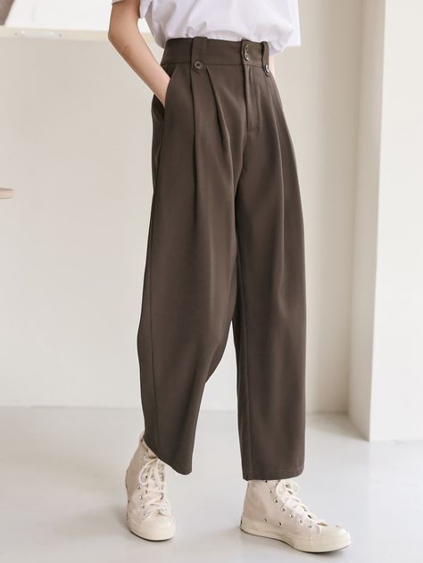 Brown Trouser Outfit, Brown Trousers Outfit, Brown Cotton Pants, Tailored Pants Women, Women Suit Pants, Salwar Pants, Trouser Outfit, Women Suits, Trouser Outfits