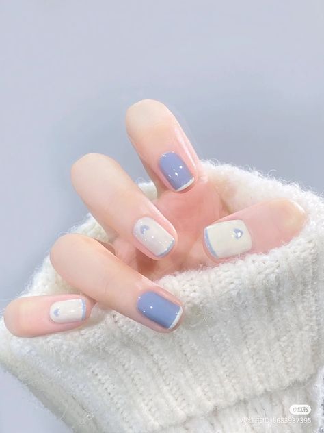 Pastel Short Nails, Short Nails Cute, Pastel Blue Nails, Nails Cute, Blue Pastel, Nails Inspo, Nails Nail, Blue Nails, Short Nails