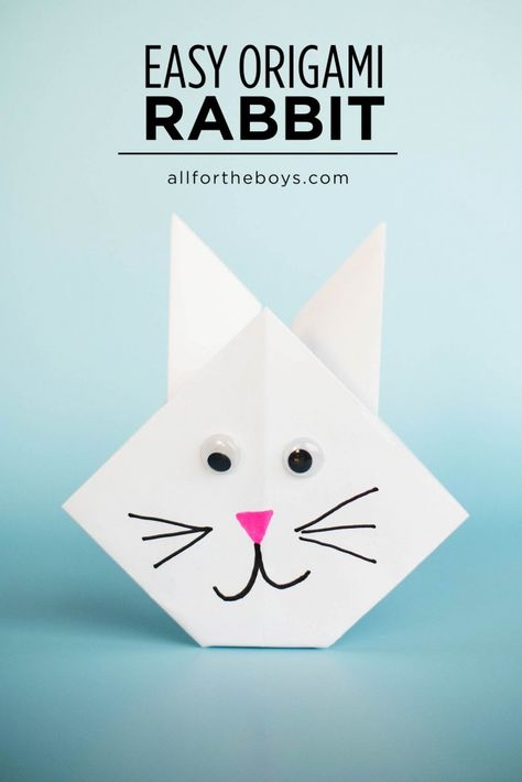 Easy Origami Rabbit — All for the Boys Diy Origami Home, Diy Origami Home Decor, Origami Kids, Friday Activities, Bunny Origami, Origami Bunny, Nanny Ideas, Origami Rabbit, Easy Origami For Kids