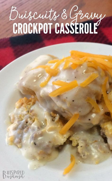 Biscuits And Gravy Crockpot, Easy Biscuits And Gravy, Breakfast Crockpot, Easy Biscuits, Biscuits And Gravy Casserole, Crockpot Breakfast Casserole, Breakfast Crockpot Recipes, Slow Cooker Breakfast, Crockpot Casserole