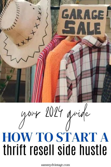 The idea of starting a thrift resell side hustle has emerged as a great choice for those seeking a low-risk & high-reward venture. But first, what exactly is a thrift resell side hustle, and why should you consider diving into this potentially profitable market in 2024? So, a thrift resell side hustle involves transforming unwanted items into a profitable business. This post is a complete guide to teach you how ypou can start a thrift resell side hustle. Thrift Clothes Shop Name Ideas, Names For Thrift Stores, Thrift Store Pricing Guide, Best Places To Thrift Shop, Thrift Shop New York, Retail Arbitrage, Secondhand Style, Reselling Business, Thrift Store Shopping