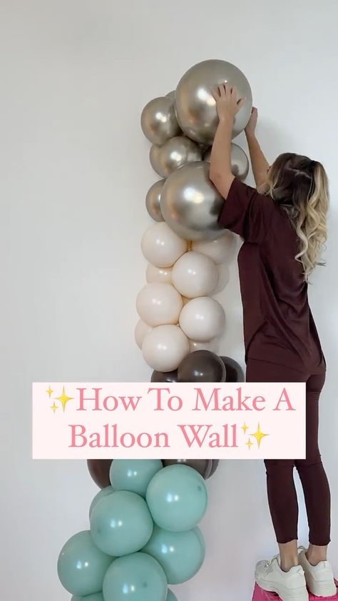 Birthday Wall Decorations Classroom, Ballon Wall Backgrounds, Balloons On Wall Decor, Bday Wall Decoration Ideas, Stick Balloons To Wall, How To Make Ballons Stick On The Wall, How To Do A Balloon Wall, Balloon Decorations On Wall, Mini Balloon Wall