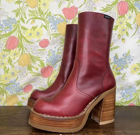 Red Platform Boots, 70s Boots, Chunky Platform Boots, 2 Aesthetic, 90s Boots, Platform Boots Chunky, Funky Shoes, Gogo Boots, Manifestation Board