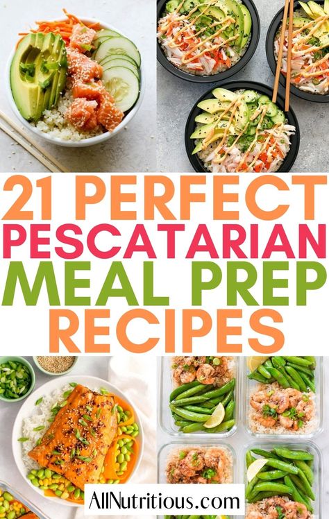 Healthy Tasty Fish Recipes, Easy Healthy Pescatarian Dinner, Seafood Meal Prep Recipes, Healthy Meal Prep Pescatarian, Easy Meal Prep Ideas Pescatarian, Pescetarian Meal Plan, High Protein Pescetarian Recipes, Keto Pescatarian Meal Plan, Seafood Meals Healthy