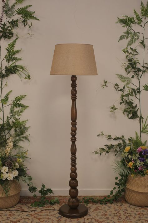 Elevate your living space with our exquisite handcrafted walnut finish wooden floor lamp, a stunning addition to any room in your home. This lamp is meticulously crafted with a blend of mid-century design and modern aesthetics, making it the perfect statement piece for those seeking both style and functionality. We have created this collection of standard lamps with utmost care and attention to detail. Each lamp is individually handmade, ensuring its unique character and superior quality. Made f Tv Stand With Lamps, Rustic Standing Lamp, Mid Century Modern Floor Lamps Living Room, Aesthetic Wooden Room Decor, Mid Century Lamps Floor, Lamp In Corner Living Room, Unique Home Details, Standing Floor Lamp, Wooden Living Room Design