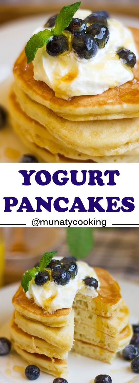 Yogurt Pancake Recipe, Yogurt Recipes Dinner, Recipe Using Plain Yogurt, Plain Yogurt Recipes, Baking With Yogurt, Flavored Yogurt, How To Cook Pancakes, Yogurt Pancakes, Delicious Pancakes