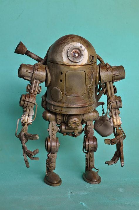 Old Robot, Wood Pictures, Steampunk Robots, Steampunk Robot, Arte Steampunk, Art Steampunk, Robot Sculpture, Ashley Wood, Diesel Punk