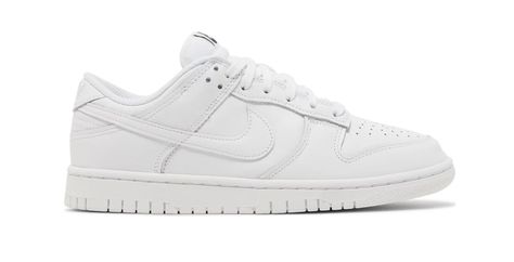 If you're looking for the ultimate sneaker to rock over the sizzling Summer months, you should definitely check out the Nike Dunk Low Triple White. One of the cleanest colourways to grace the '80s basketball model, these women's exclusives are simple and striking at the very same time. Crafted from a full leather construction, the Nike Dunk Low Triple White W DD1503-109 is literally what it says on the tin. As pristine as it gets, perforations across the toebox offer optimum ventilation, while t Nike Dunk Low Triple White, Nike Dunk Low, Dunk Low, Nike Cortez Sneaker, Nike Dunk, Nike Dunks, White Shoes, Nike Air Force Sneaker, Summer Shoes