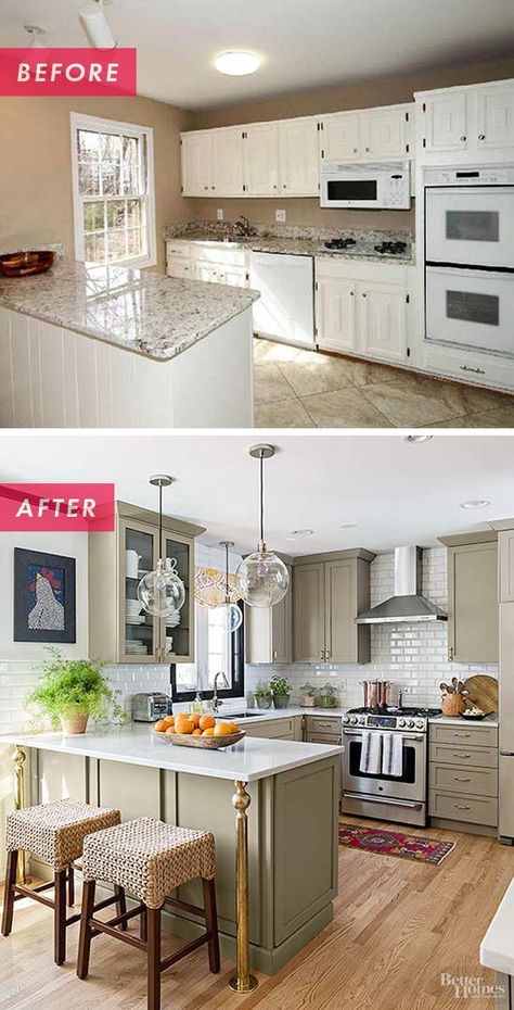 Small Kitchen Renovations, Cheap Kitchen Remodel, Interior Dapur, Kabinet Dapur, Casa Vintage, Kitchen Remodel Before And After, Kitchen Cabinet Remodel, Kitchen Designs Layout, Kitchen Remodeling Projects